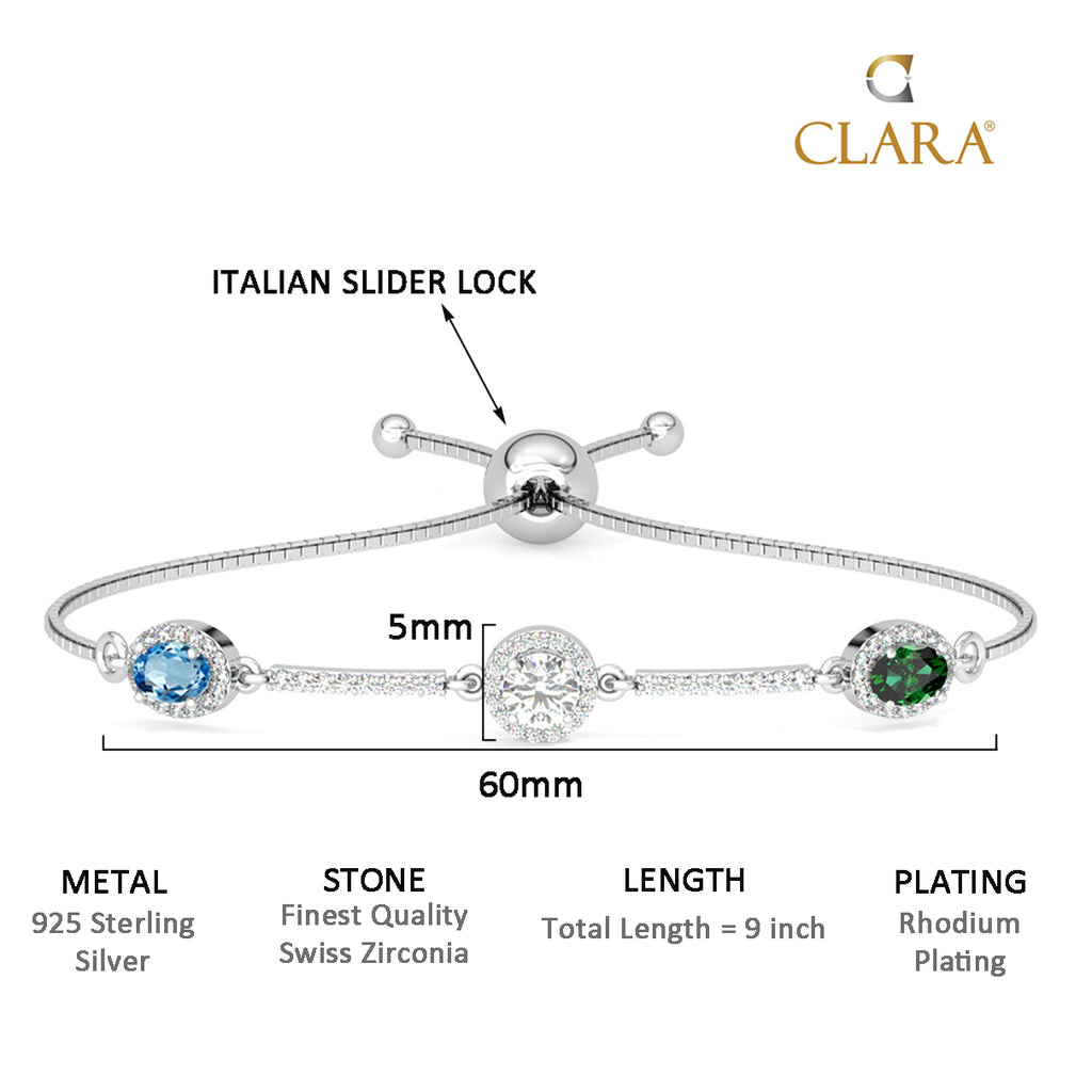 CLARA 925 Pure Silver solitaire Hand Bracelet