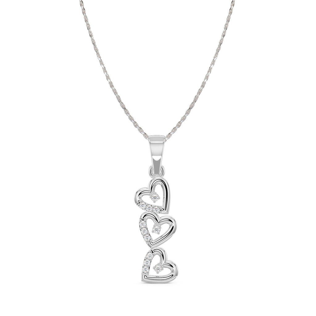 CLARA 925 Sterling Silver 3 Heart Pendant Chain Necklace