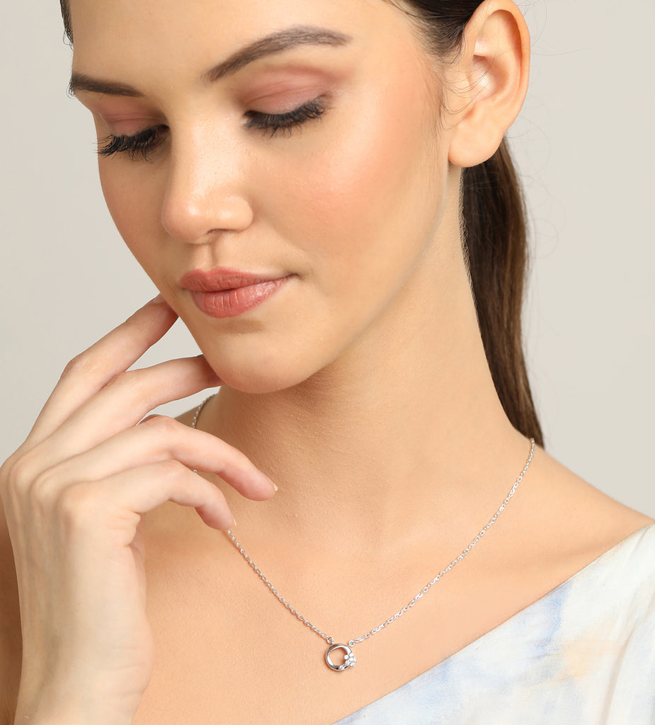 CLARA 925 Sterling Silver Jules Pendant Earring Chain Jewellery Set