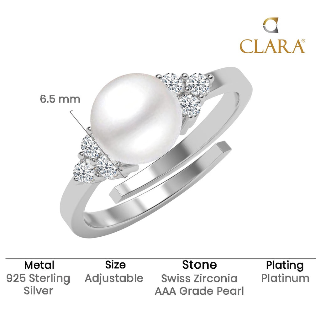 Silver Jiana Real Pearl Size Adjustable Ring