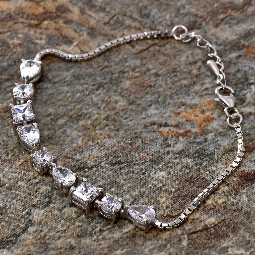 CLARA Made with Swiss Zirconia 925 Sterling Silver Rico Solitaire Bracelet Gift for Women and Girls