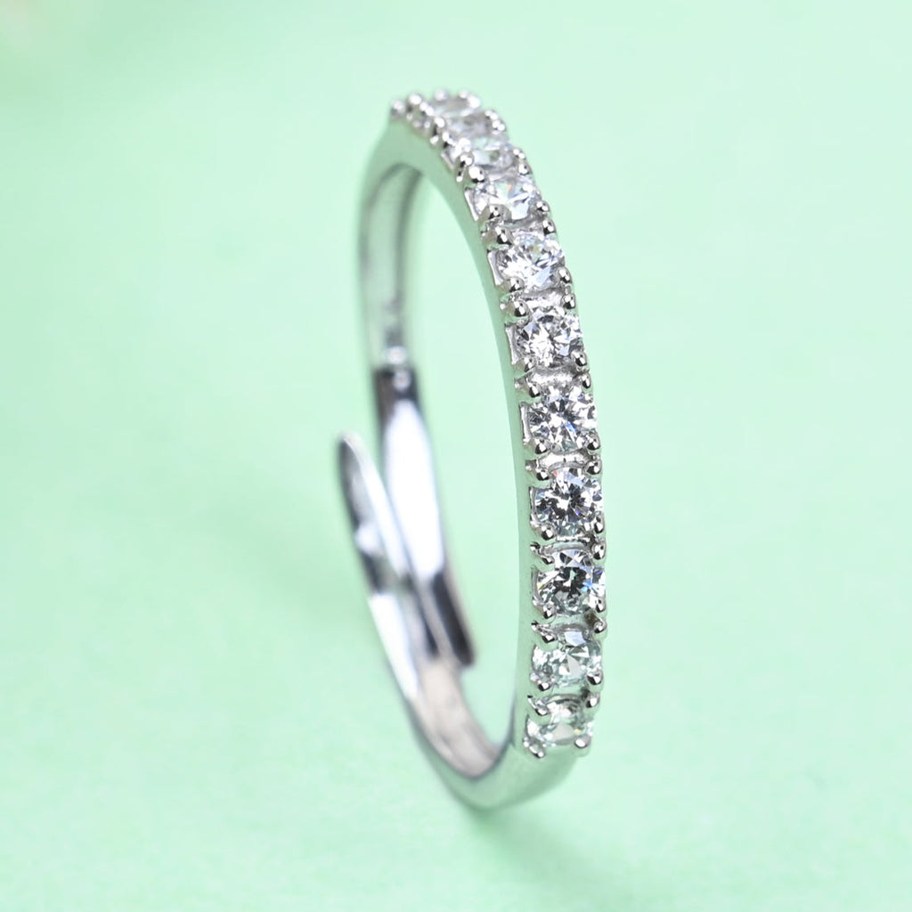 CLARA Pure 925 Sterling Silver Minimal Classic Finger Ring with Adjustable Band