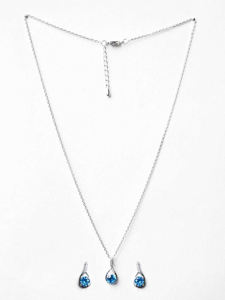 CLARA 925 Sterling Silver Isla Pendant Earring Chain Jewellery Set