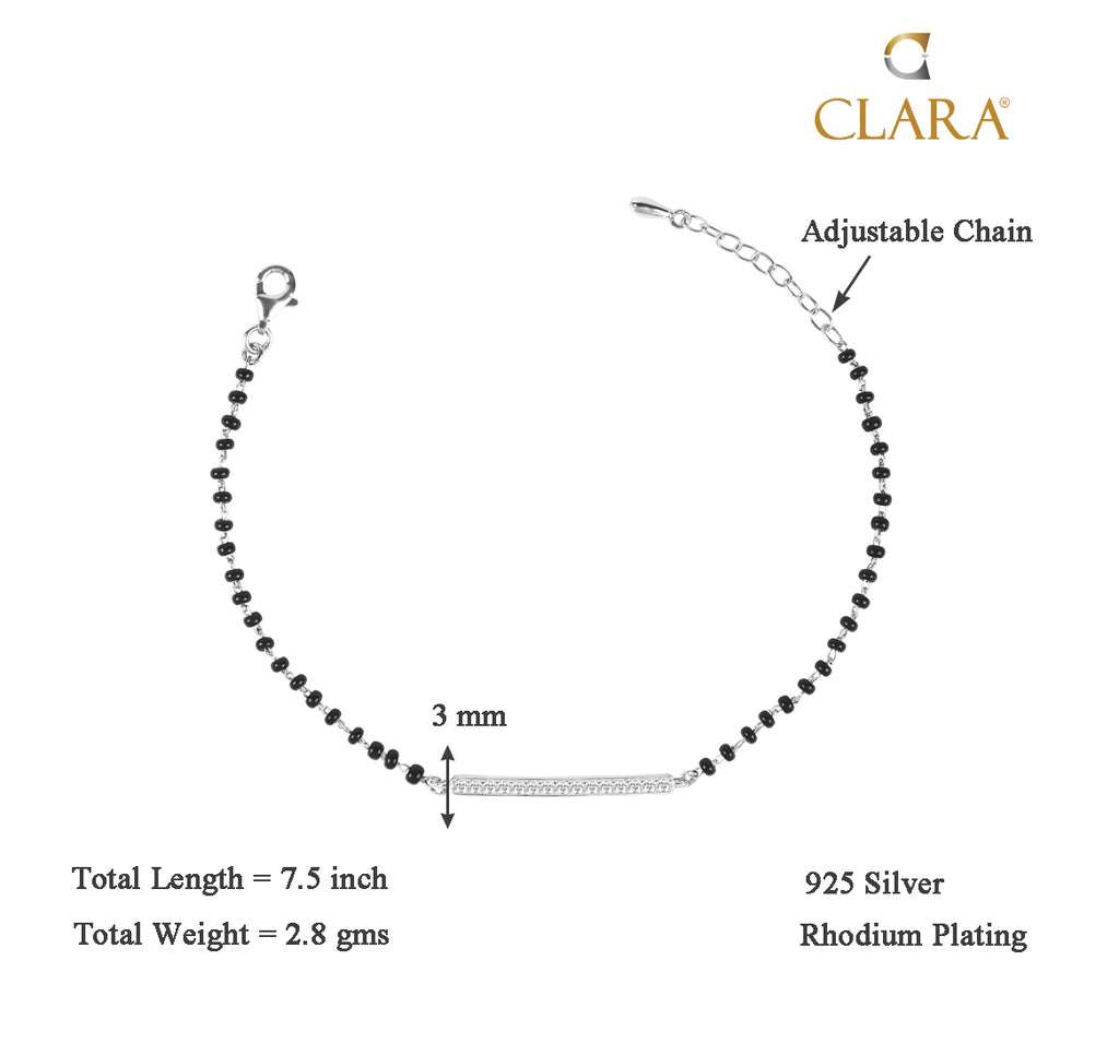 CLARA 925 Sterling Silver Bar Hand Mangalsutra Bracelet