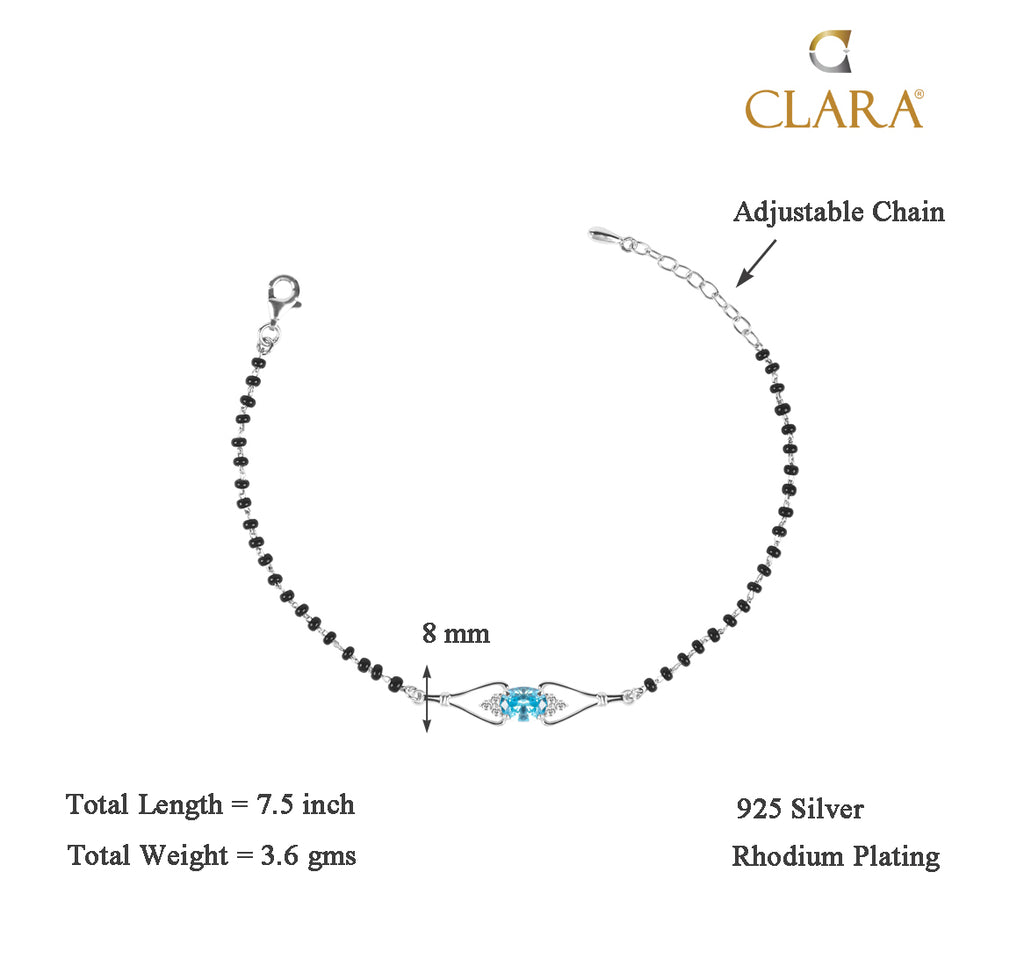 CLARA 925 Sterling Silver Topaz Hand Mangalsutra Bracelet