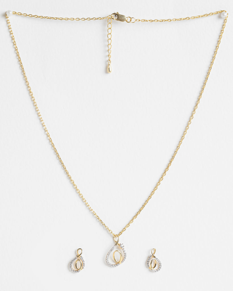 CLARA 925 Sterling Silver Flavia Pendant Earring Chain Jewellery Set