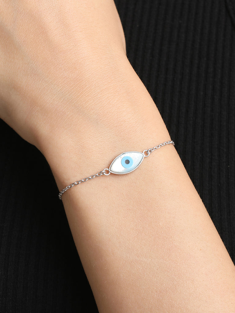 CLARA 925 Sterling Silver Evil Eye Marquise Bracelet