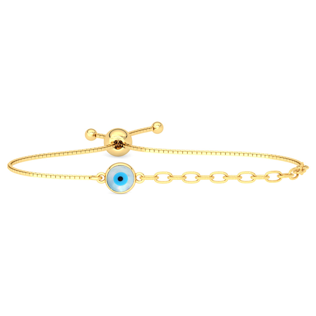 CLARA 925 Pure Silver Golden Evil Eye Hand Bracelet
