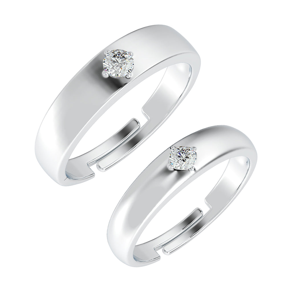 CLARA Pure 925 Sterling Silver Classic Adjustable Couple Band, Promise Rings for Lovers