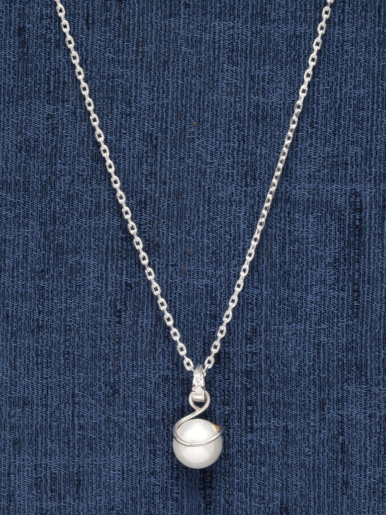 Clara 92.5 Sterling Silver Designer Real Pearl Pendant with Chain Gift for Women and Girls