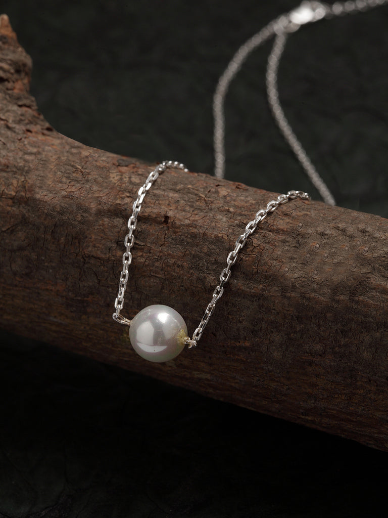 Clara 92.5 Sterling Silver Designer Real Pearl Pendant with Chain Gift for Women and Girls