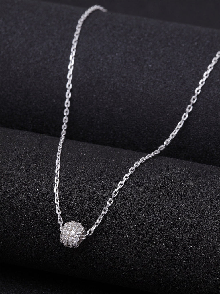 CLARA 925 Sterling Silver Rhodium Plated Ball Pendant with Chain Gift for Women and Girls