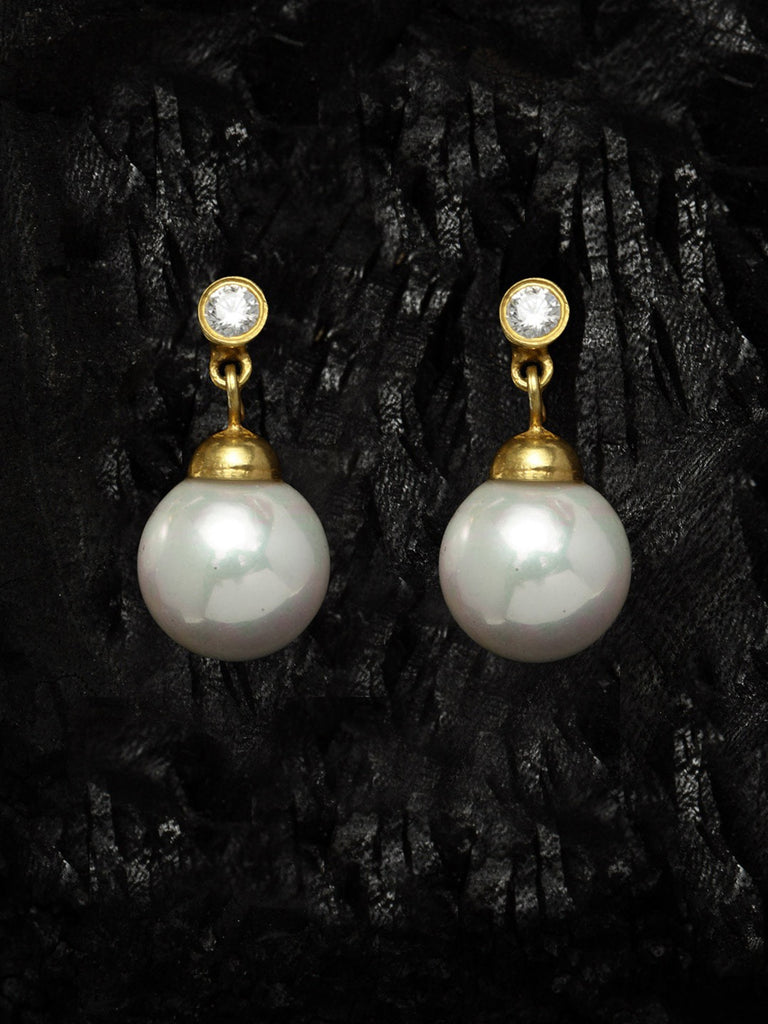 Clara 92.5 Sterling Silver Gold Plated Pearl Earrings Gift for Women and Girls