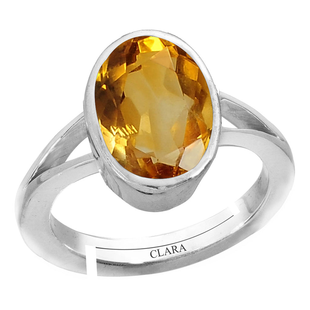 Certified Citrine Sunehla 3cts or 3.25ratti 92.5 Sterling Silver Adjustable Ring