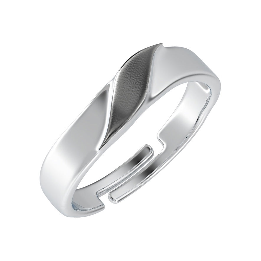 CLARA Pure 925 Sterling Silver Wave Adjustable Ring Gift for Men and Boys | Partial Matte Finish