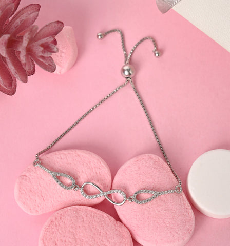 CLARA 925 Pure Silver Stone Infinity Hand Bracelet