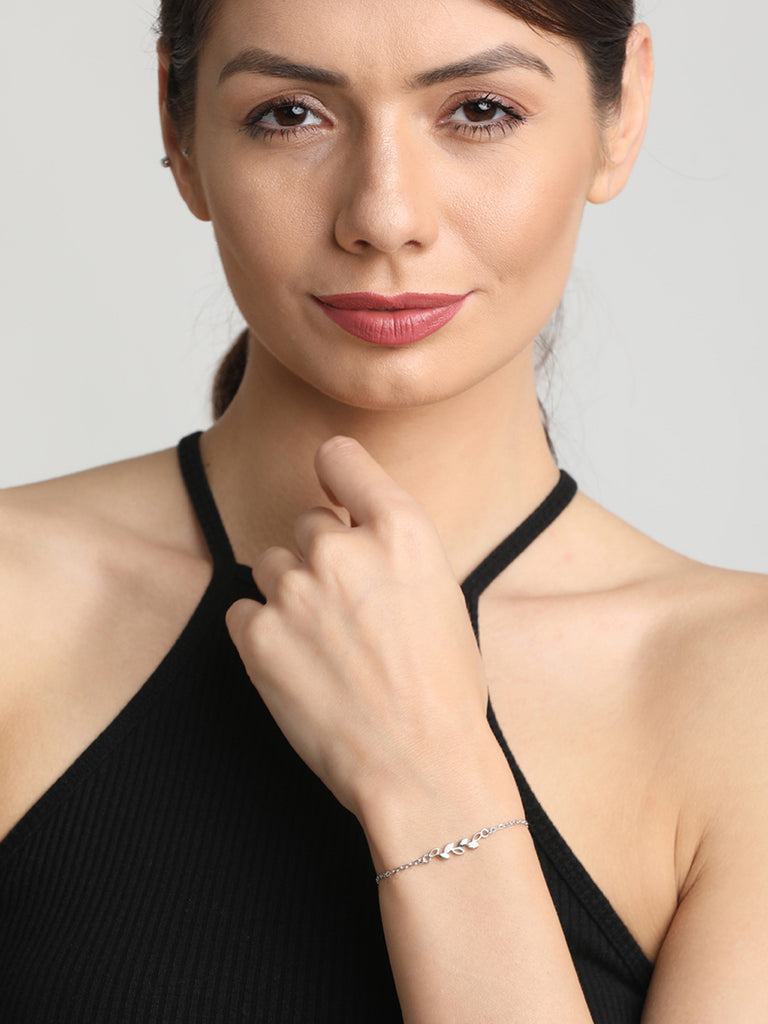 CLARA 925 Sterling Silver Leaf Bracelet