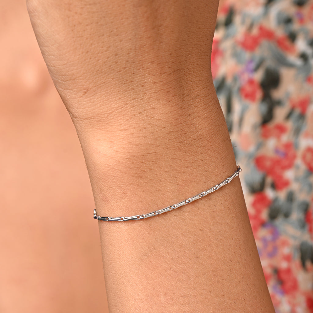 CLARA 925 Pure Silver Chimta chain Bracelet
