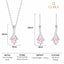 Silver Pink Solitaire Jewellery Set