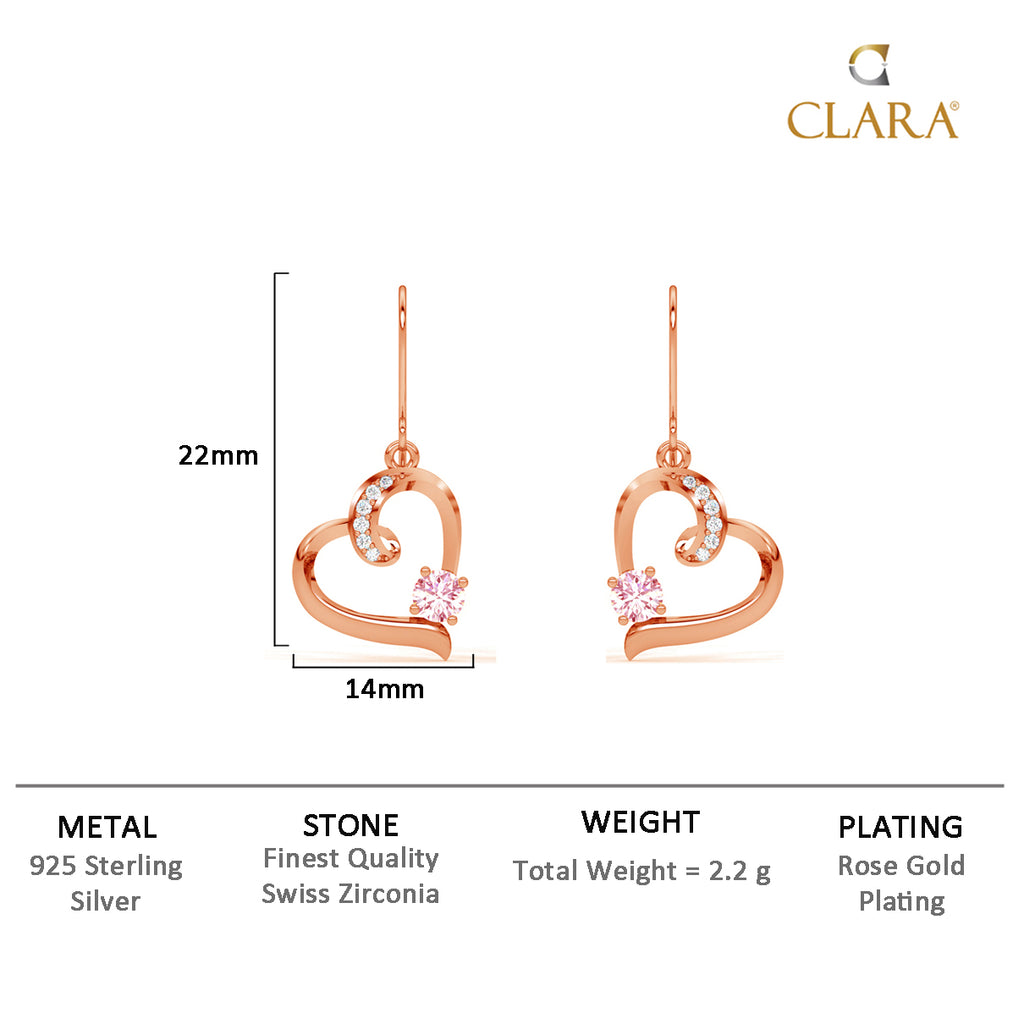 Silver Pink Heart Earrings