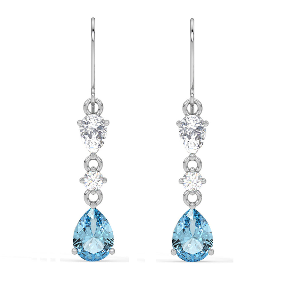 Silver Pear Solitaire Earrings