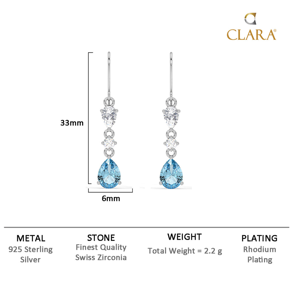 Silver Pear Solitaire Earrings