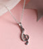 CLARA 925 Sterling Silver Music Pendant Chain Necklace Rhodium Plated, Swiss Zirconia Gift for Women and Girls