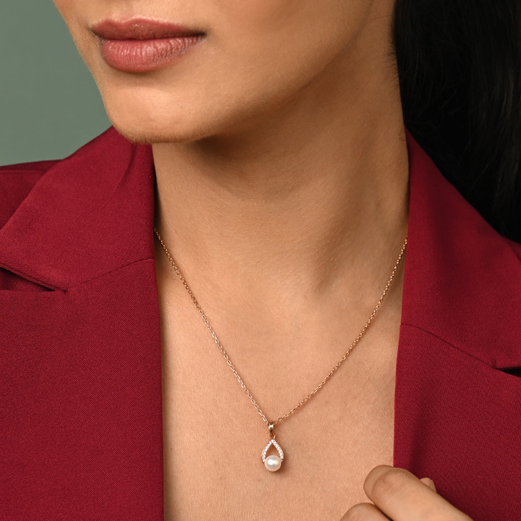 Silver Kashm Freshwater Pearl Pendant Chain