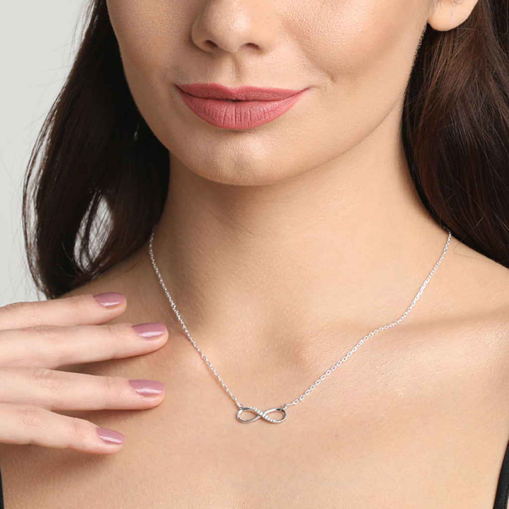 CLARA 925 Sterling Silver Infinity Pendant Chain Necklace