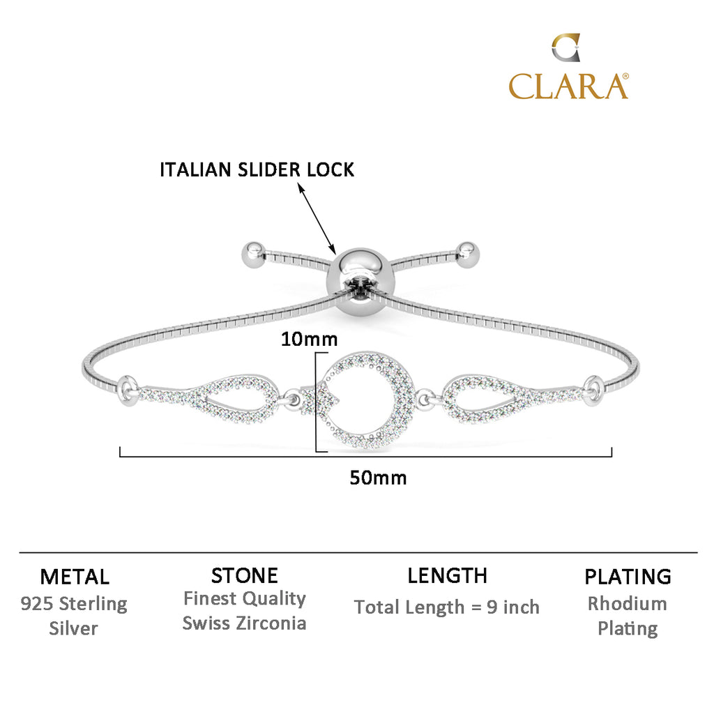 CLARA 925 Pure Silver Stylish Hand Bracelet