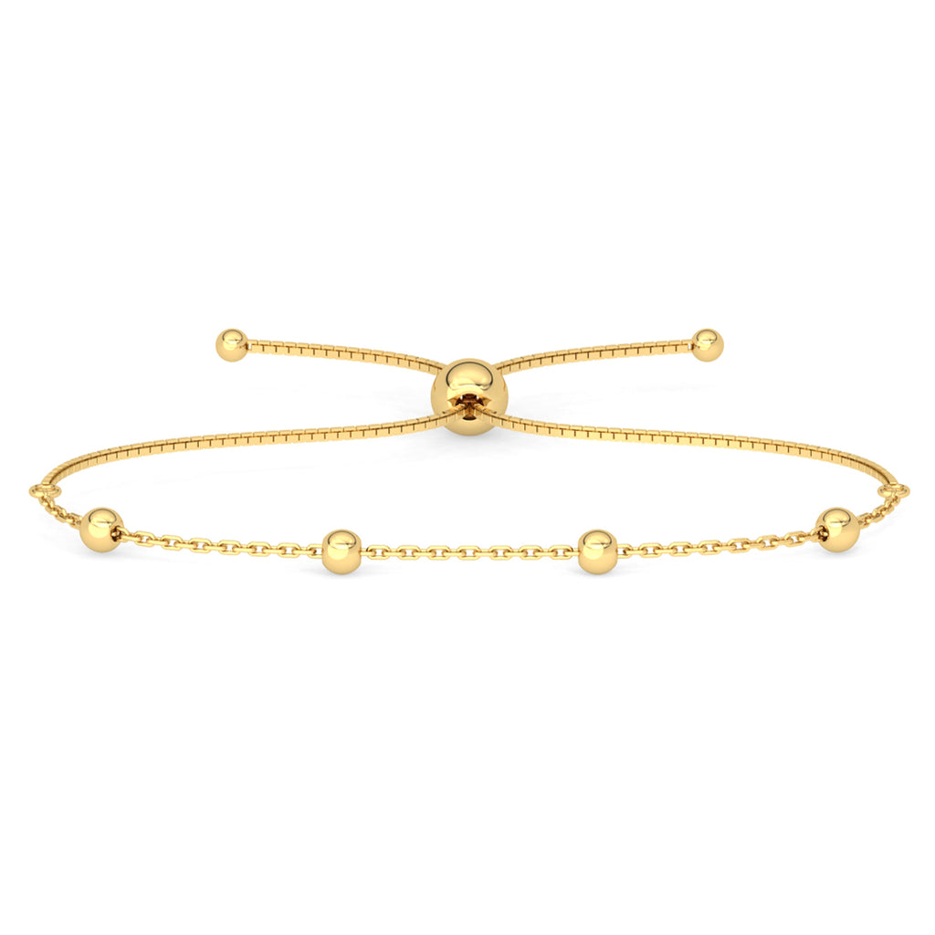 CLARA 925 Pure Silver Golden Ball Chain Bracelet