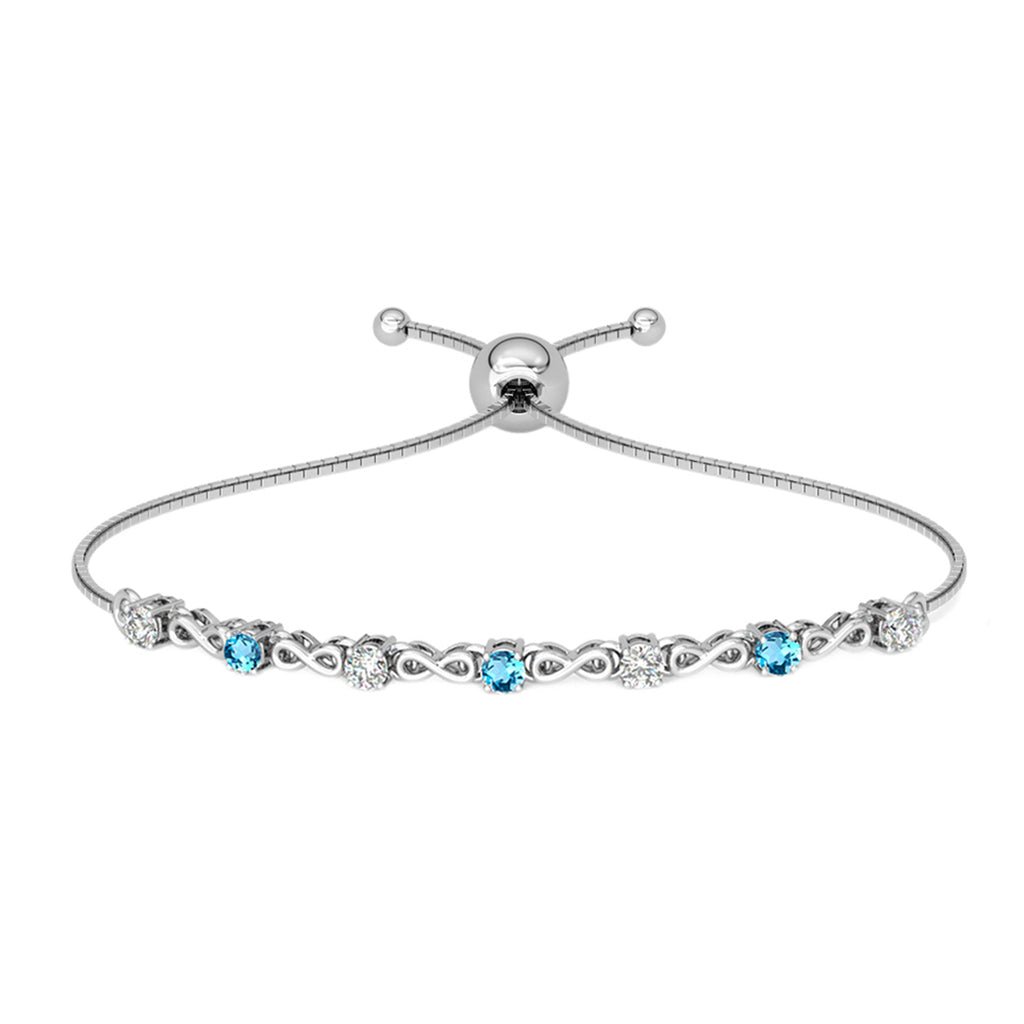 CLARA 925 Pure Silver Blue Infinity Hand Bracelet