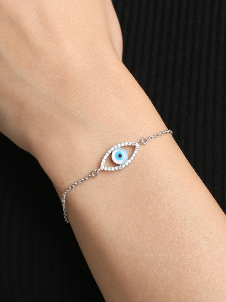 CLARA 925 Sterling Silver Evil Eye Halo Bracelet