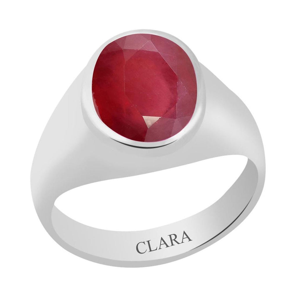 Certified Ruby Premium Manik Bold Silver Ring 5.5cts or 6.25ratti