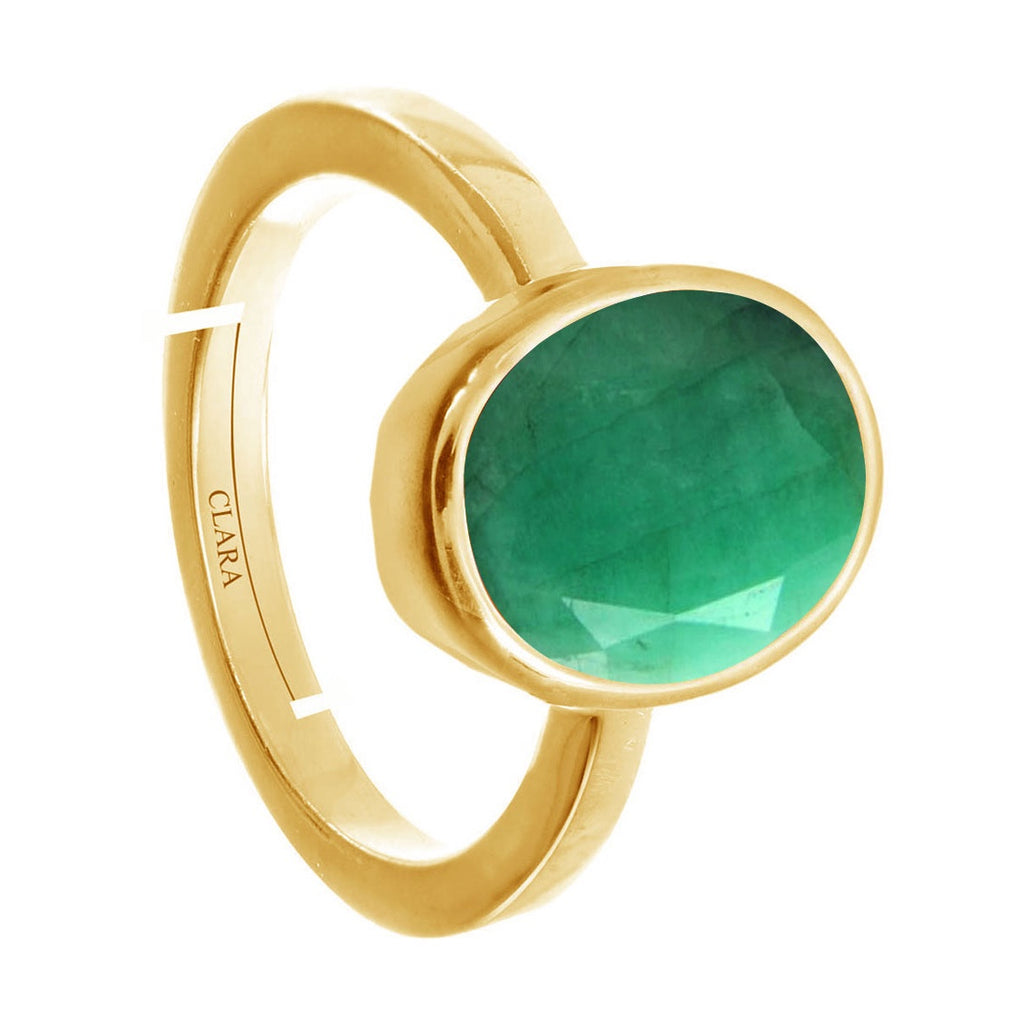 CLARA Certified Original Emerald Panna Gemstone 3.25 to 10.25 ratti or 3 to 9.3 carat Panchdhatu adjustable Ring for Men & Women