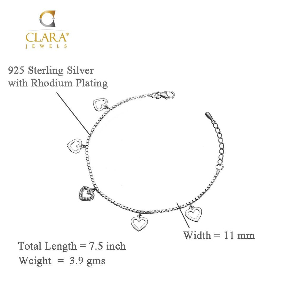 CLARA Made with Swiss Zirconia 925 Sterling Silver Charms Solitaire Bracelet Gift for Women and Girls