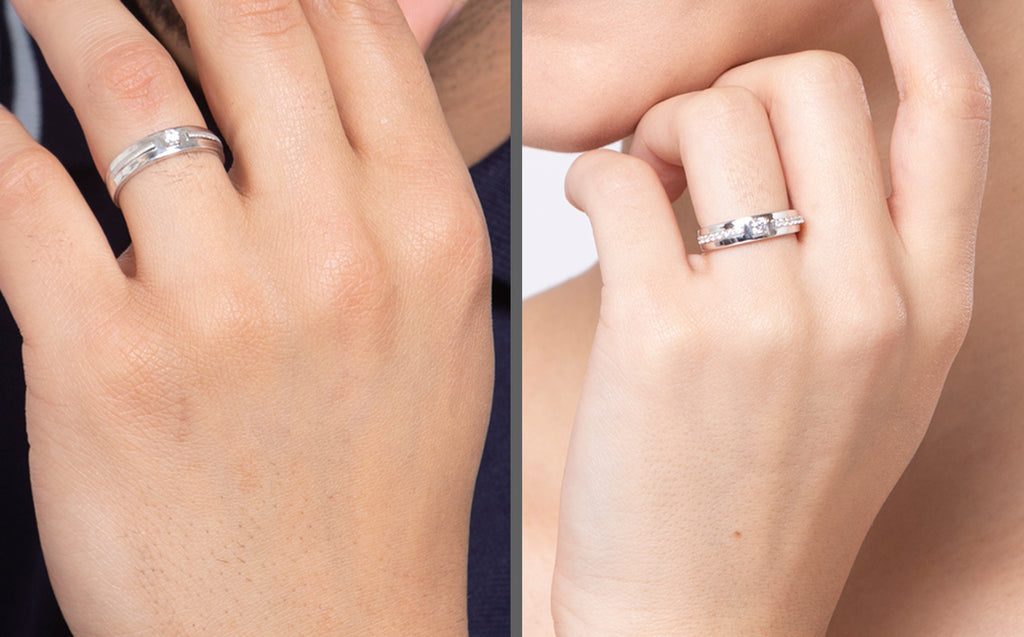CLARA Pure 925 Sterling Silver Nario Adjustable Couple Band, Promise Rings for Lovers