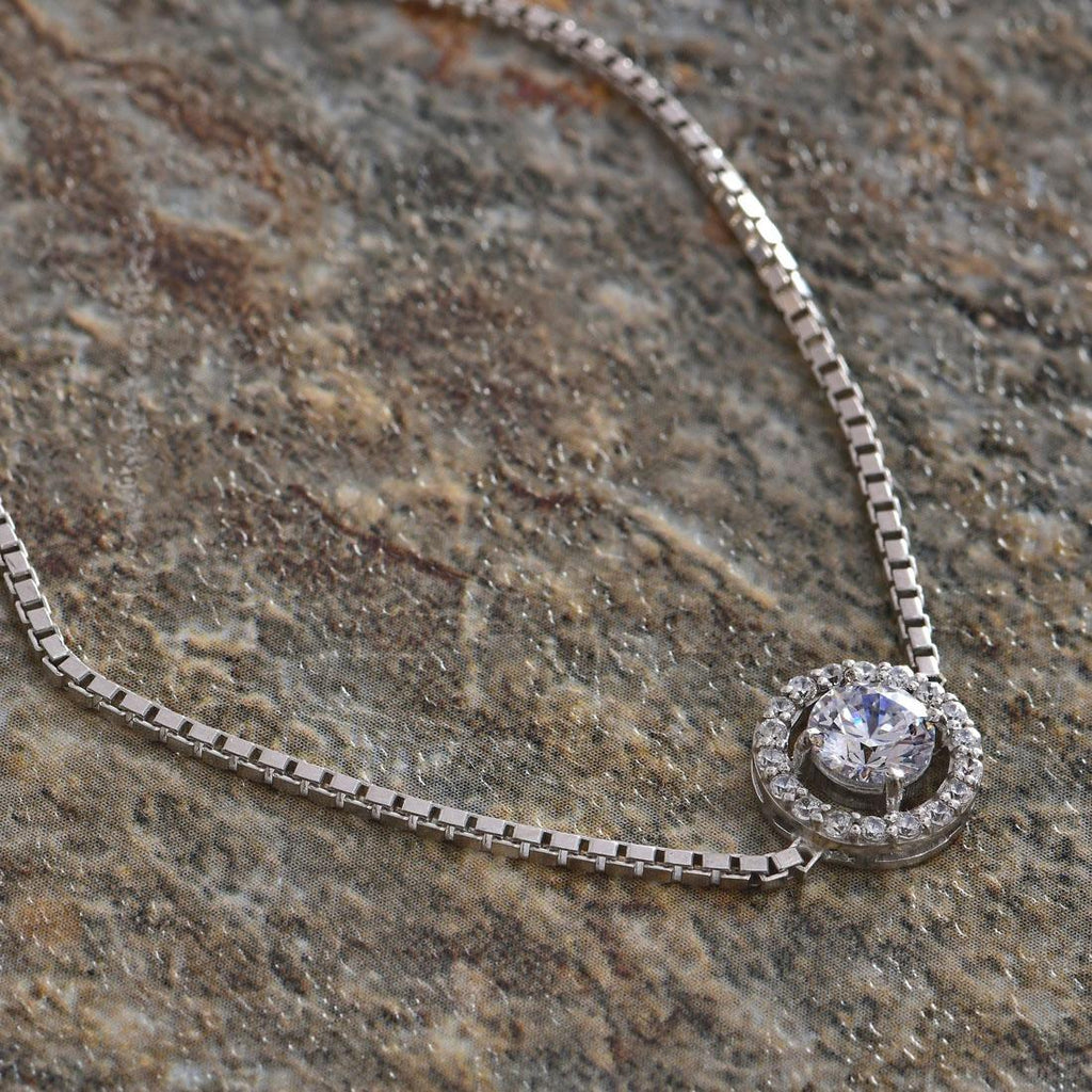 CLARA Made with Swiss Zirconia 925 Sterling Silver Round Solitaire Bracelet Gift for Women and Girls