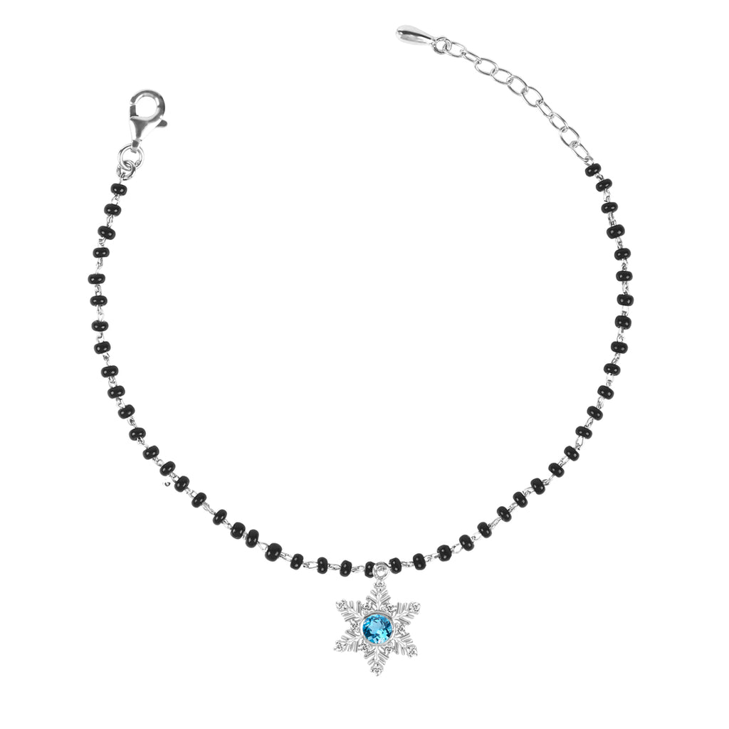 CLARA 925 Sterling Silver Snowflake Hand Mangalsutra Bracelet