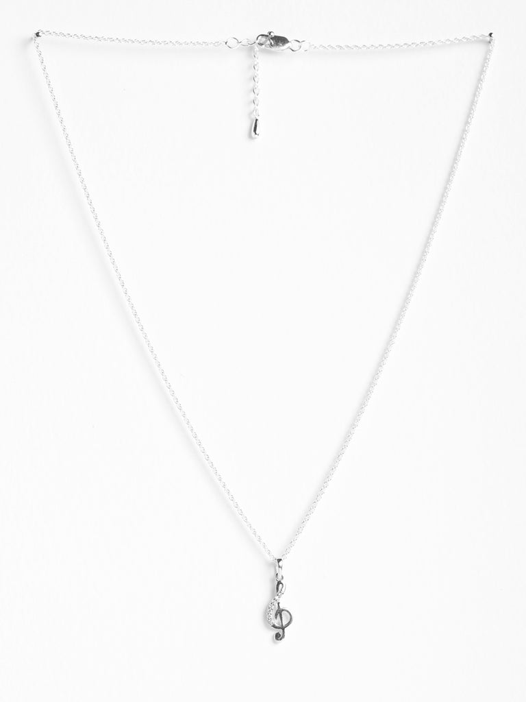 CLARA 925 Sterling Silver Music Pendant Chain Necklace 