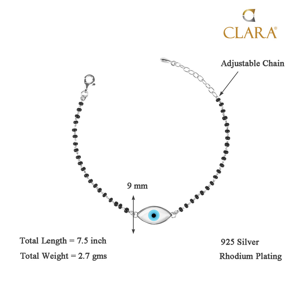 CLARA 925 Sterling Silver Evil Eye Marquise Hand Mangalsutra Bracelet