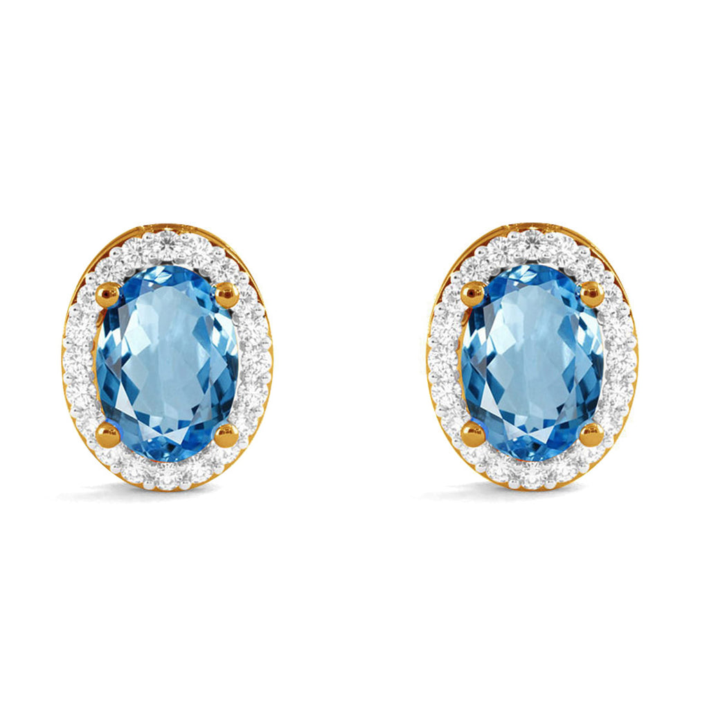 CLARA 925 Sterling Silver Blue Earrings with Screw Back