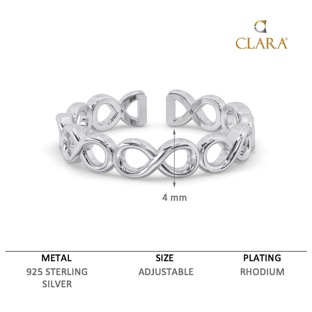 CLARA Pure 925 Sterling Silver Infinity Finger Ring
