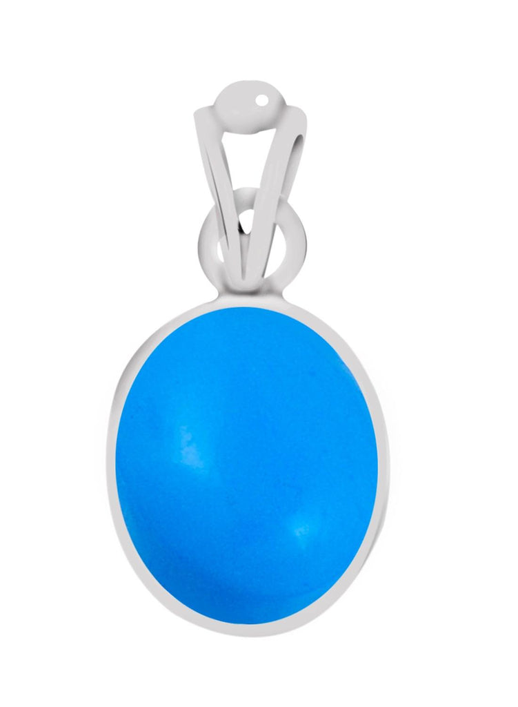 Certified Turquoise (Firoza) Silver Pendant 4.8cts or 5.25ratti