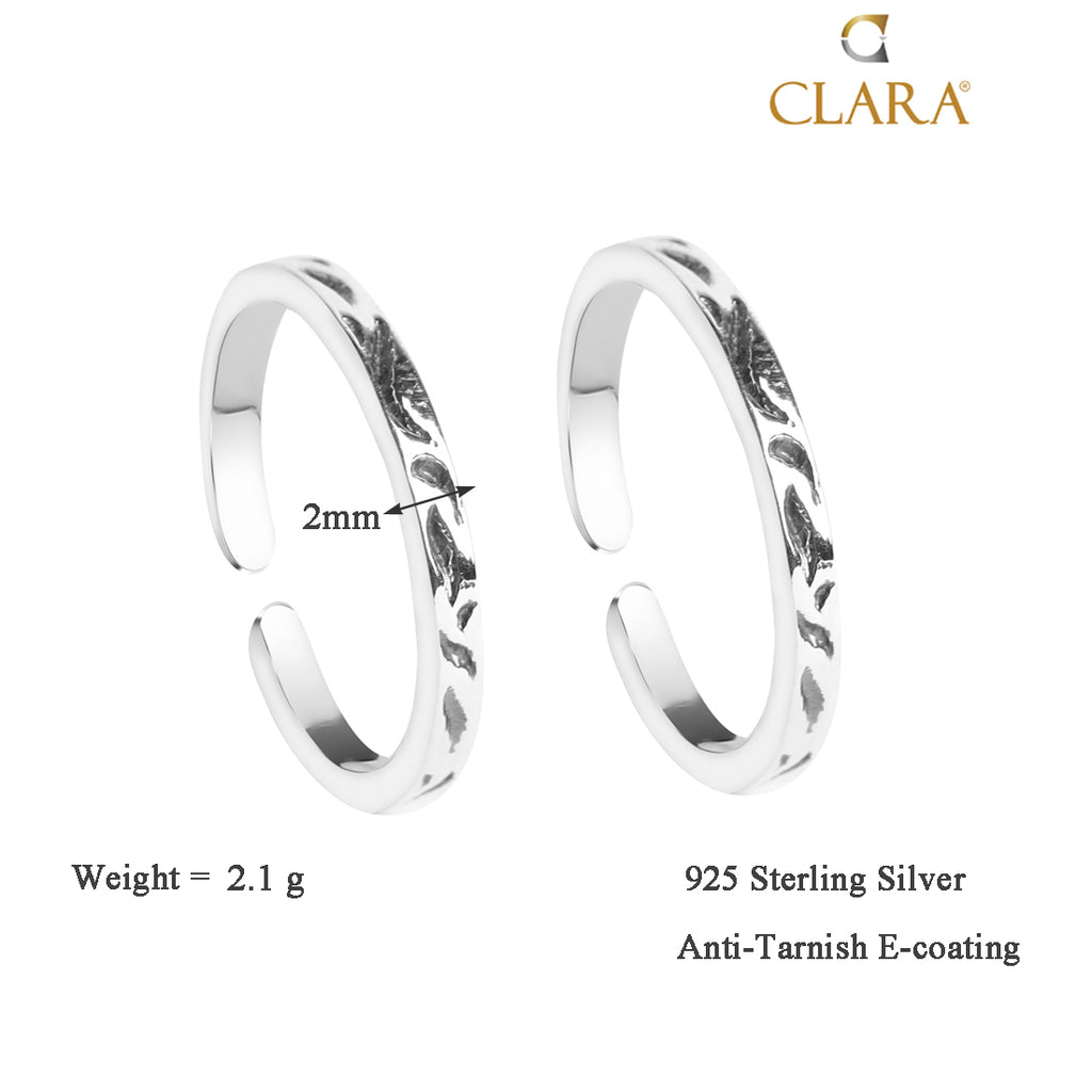 CLARA 925 Sterling Silver Mila Toe Rings Pair
