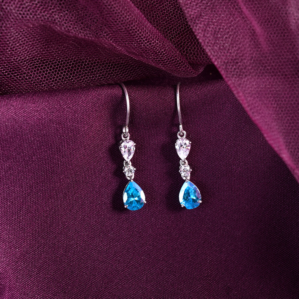 CLARA 925 Sterling Silver Pear Solitaire Earrings