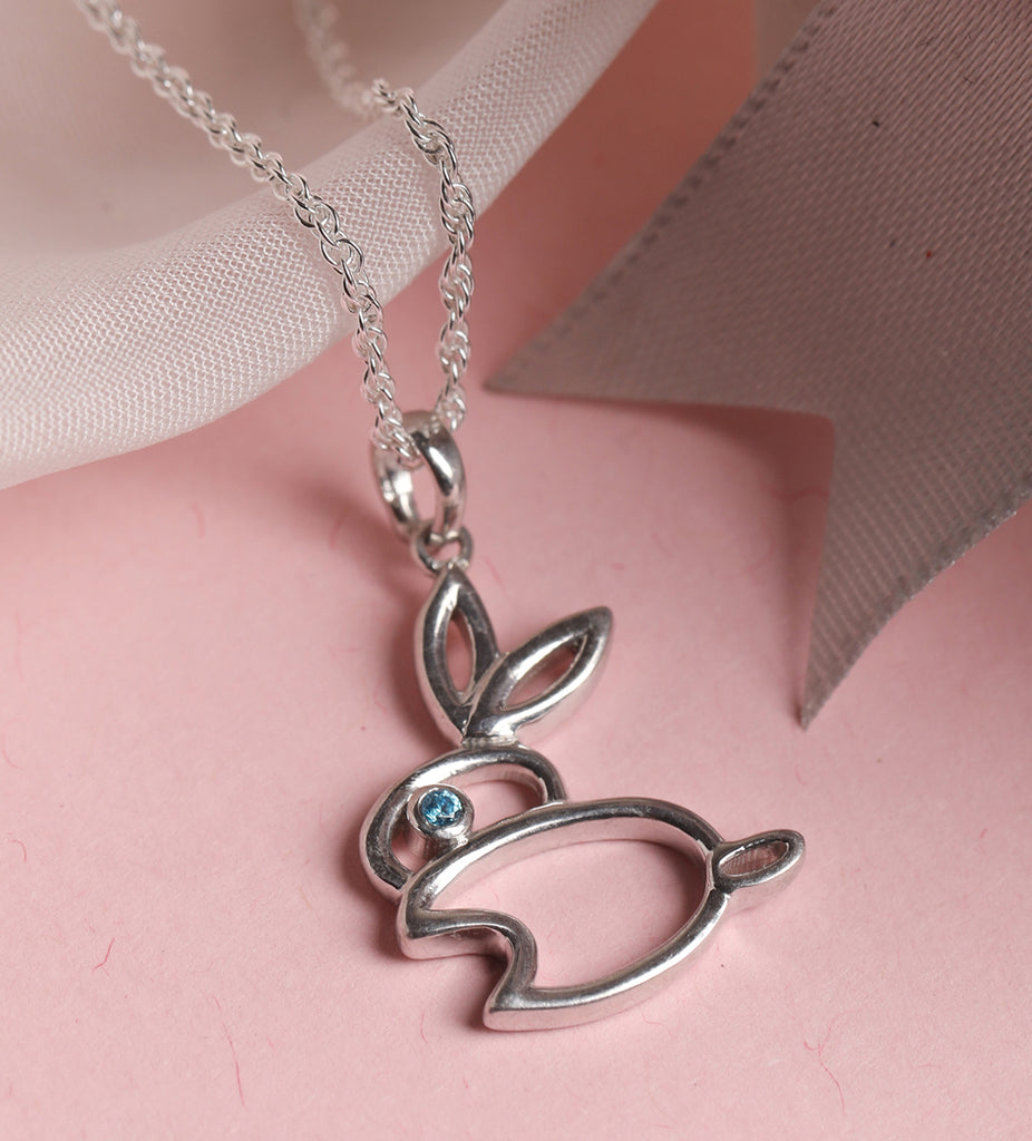 CLARA 925 Sterling Silver Rabbit Pendant Chain Necklace 