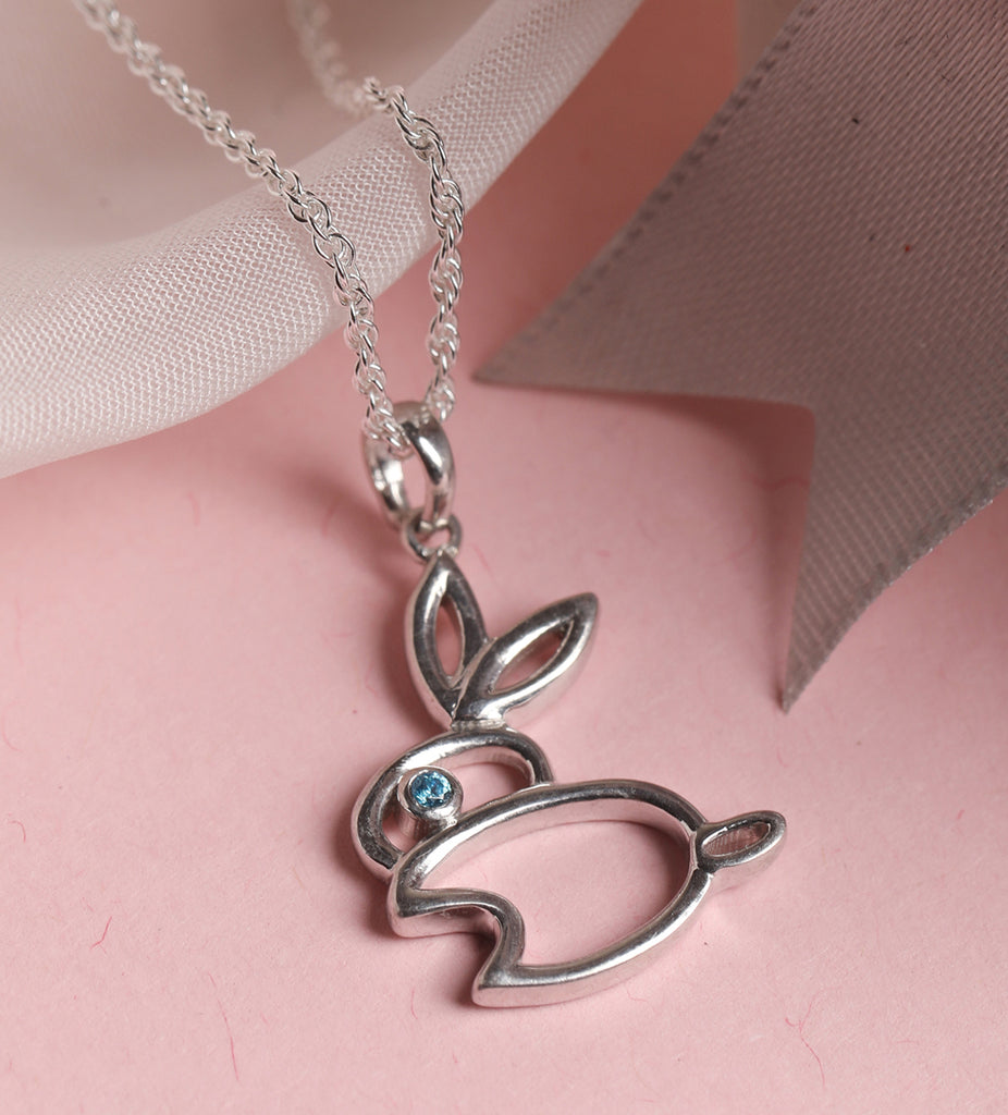 CLARA 925 Sterling Silver Rabbit Pendant Chain Necklace