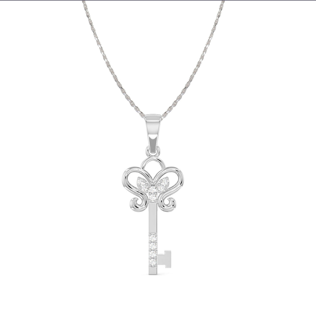 CLARA 925 Sterling Silver Key Pendant Chain Necklace
