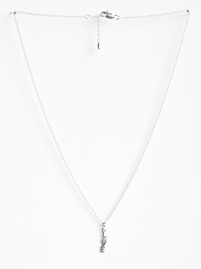 CLARA 925 Sterling Silver Love Pendant Chain Necklace 